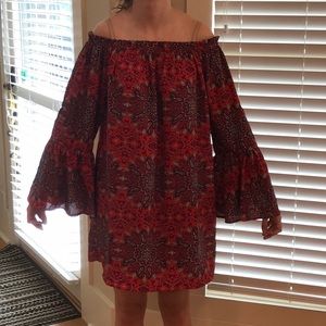 Boohoo off the shoulder dress